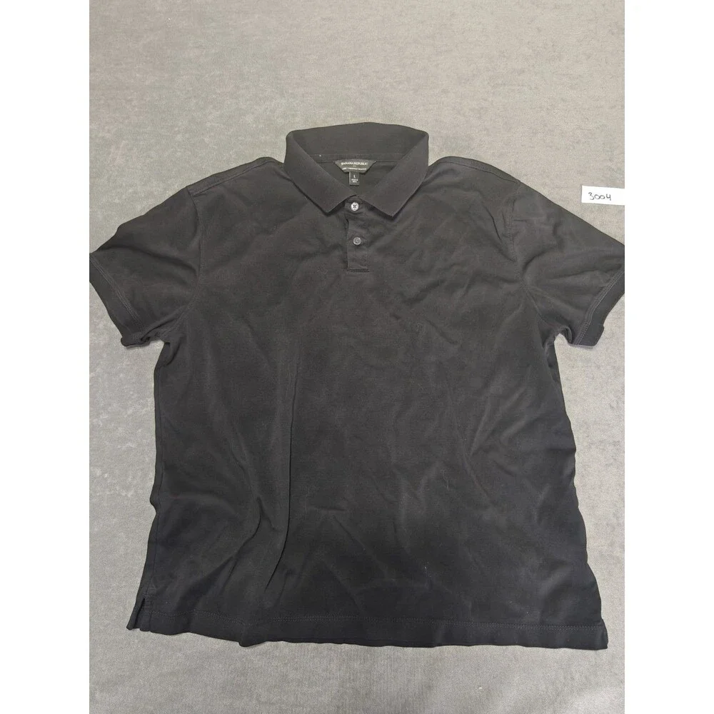Banana Republic Luxe Touch Performance Polo Shirt Mens Large Black Stretch Golf